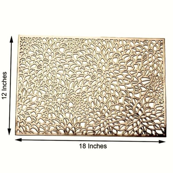 Gold Placemats Laser Cut Elegant Everyday Special Occasion Holiday Elegant 4 PC - Picture 10 of 16